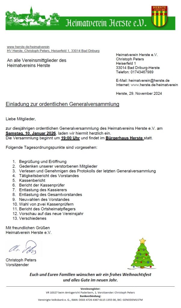 Einladung zur Generalversammlung 2026